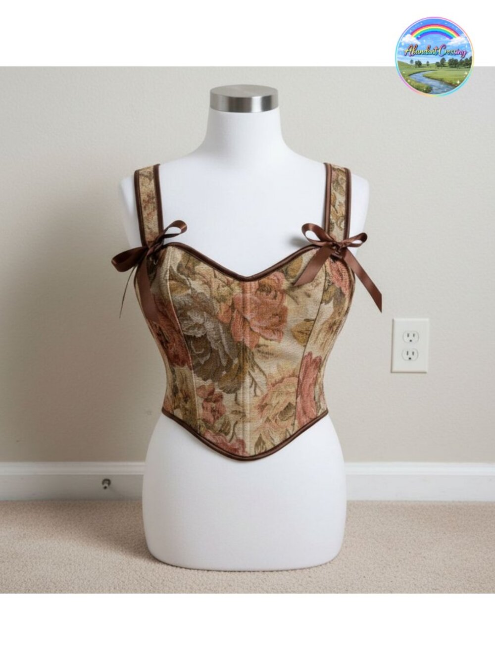 Women's Floral Corset Top Sweetheart Neckline Overbust Bustier with Fishbone